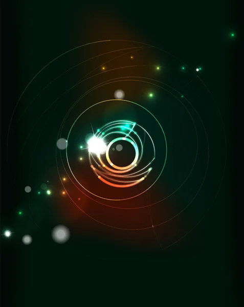 Glowing circle in dark space — Stock Vector