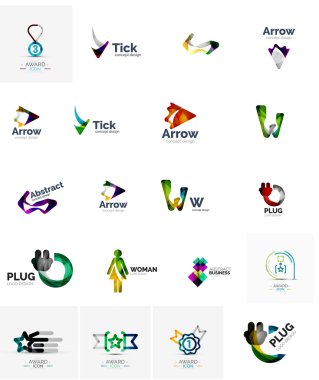 Logo toplama, soyut geometrik iş Icon set