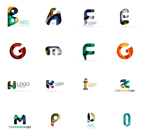 Ensemble de logos corporatifs abstraits colorés créés avec des formes qui se chevauchent. Icônes d'affaires universelles pour toute idée isolée sur blanc — Image vectorielle