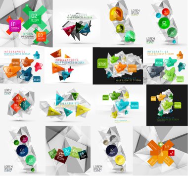 Işık, kağıt tasarım seçeneği Infographic afiş şablonları kümesi