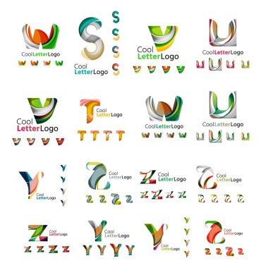 Renkli soyut mektup kurumsal logolar akan şekiller üst üste ile oluşturulan dizi. Herhangi bir fikir üzerinde beyaz izole için evrensel iş ikonları/simgeleri