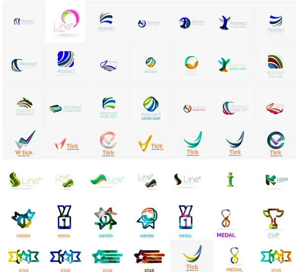 Gran colección de logotipo de la empresa corporativa. Conjunto de iconos universal para varias ideas — Archivo Imágenes Vectoriales