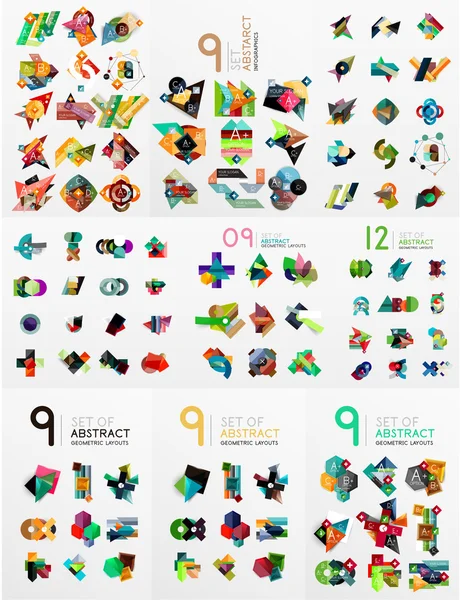 Set of abstract paper elements, infographics templates, presentation, banners — Stock Vector