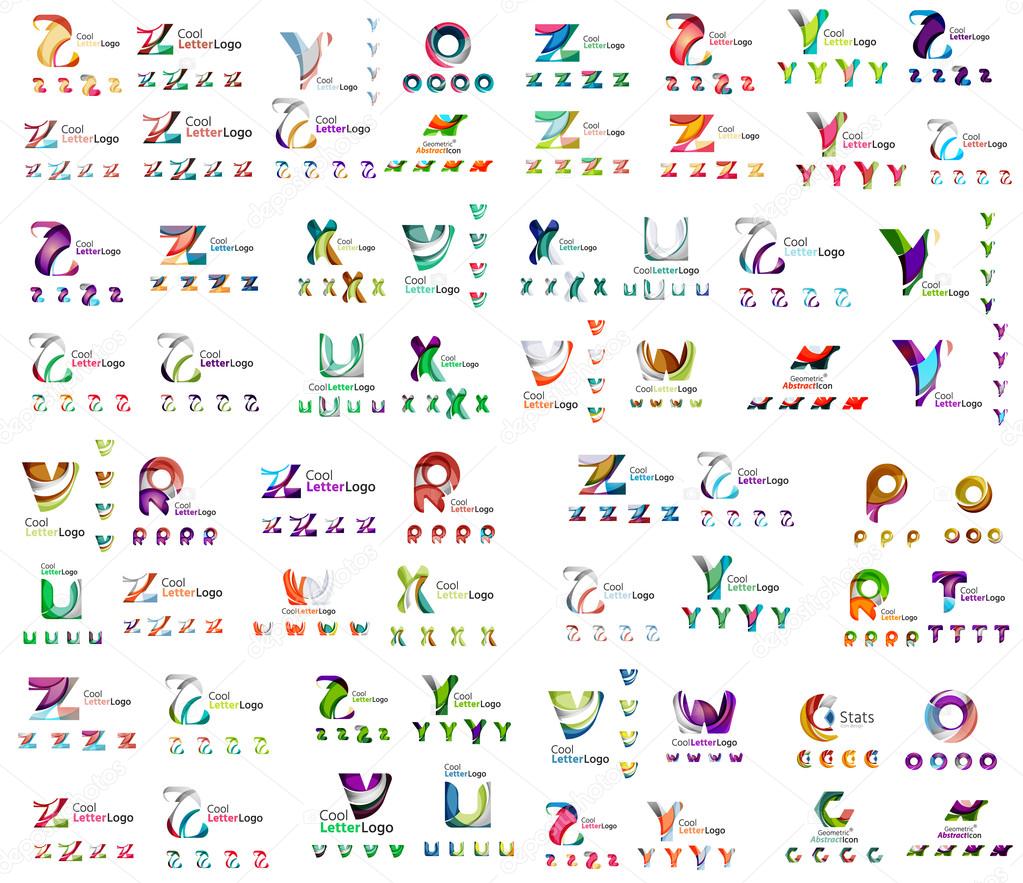 Mega set of geomeric company logos. Corporate business branding design elements