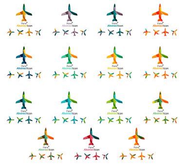 Set of color airplane logo icons