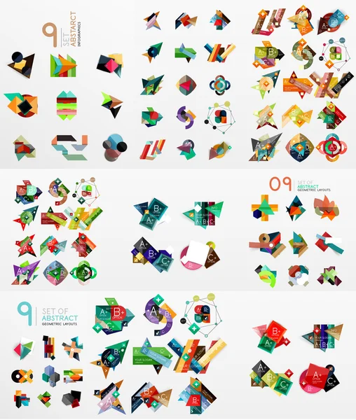 Set van abstracte papier elementen, infographics sjablonen, presentatie, banners — Stockvector