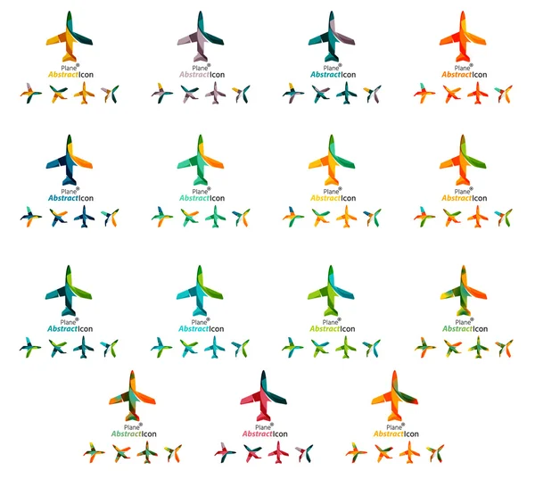 Набор цветных иконок логотипа самолета — стоковый вектор