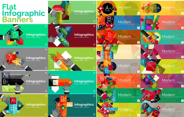 Mega collection of flat web infographic concepts and banners, various universal set — Stock Vector