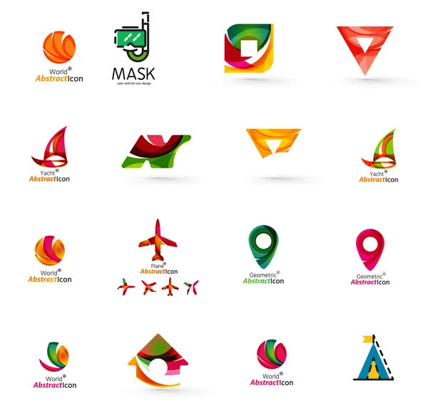 Uppsättning av abstrakt resor logo ikoner. Business, app eller internet web symboler — Stock vektor