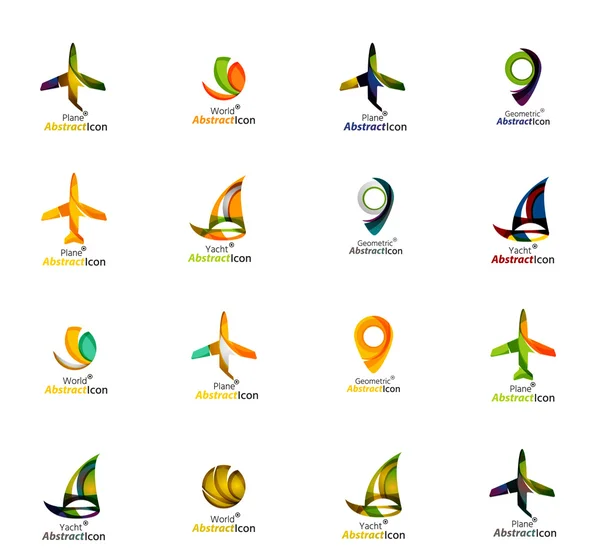 抽象的な旅行ロゴ アイコンをセットします。ビジネス、アプリやインターネットの web のシンボル — ストックベクタ
