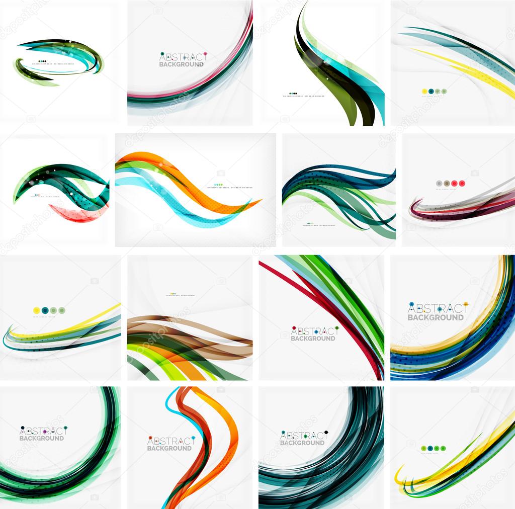 Set of abstract backgrounds. Circles, swirls and waves with copyspace for your message