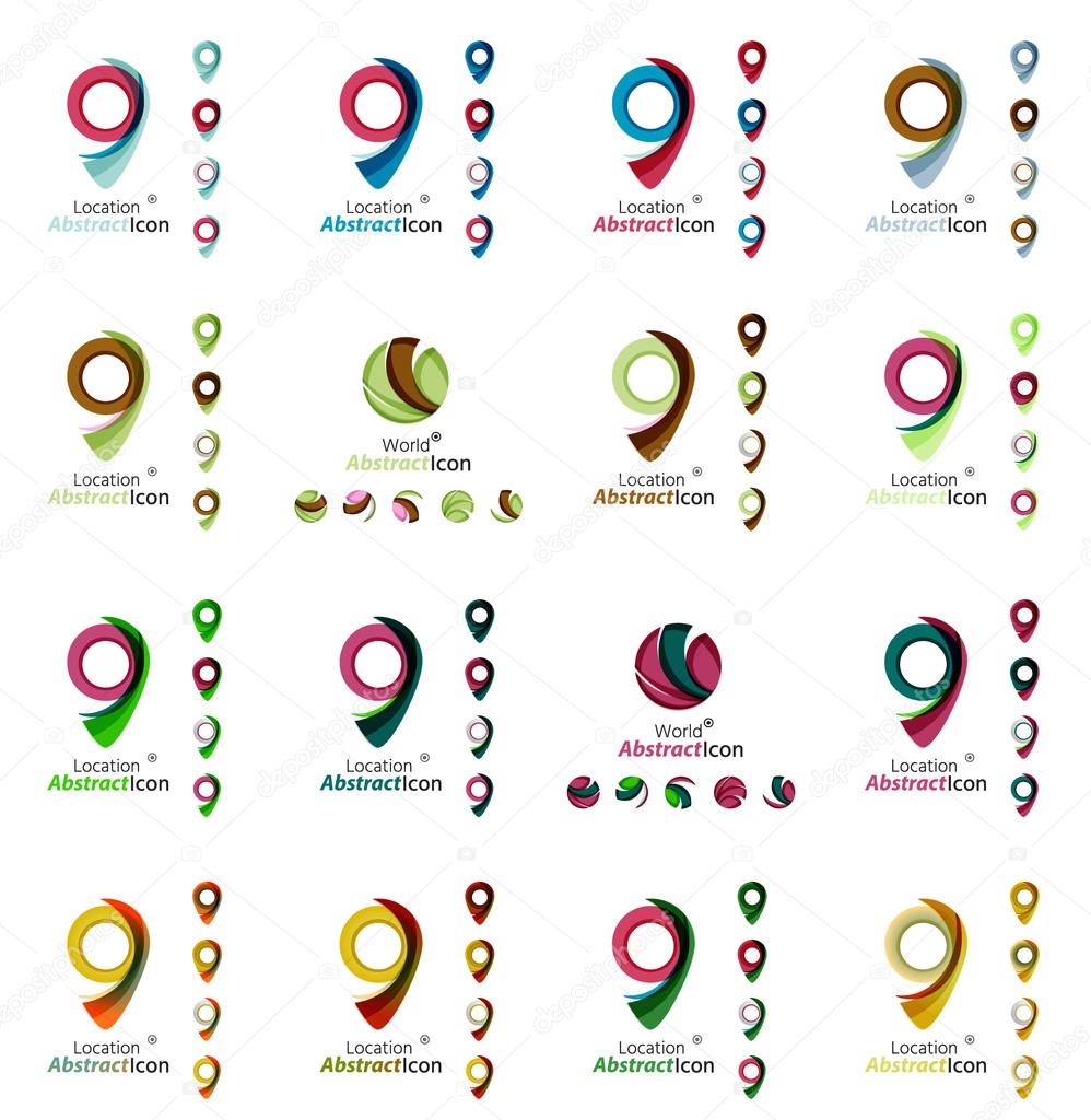 Set of map tag logo icons. Business, app, web design symbol template. Vector illustration