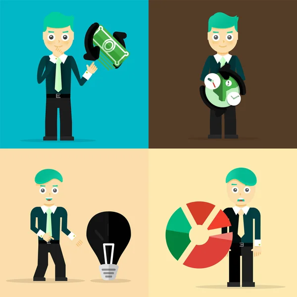 Set of businessman characters — Stock Vector