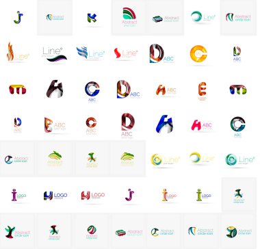 Büyük kurumsal şirketin logosu koleksiyonu. Evrensel simgesi için çeşitli fikirler seti