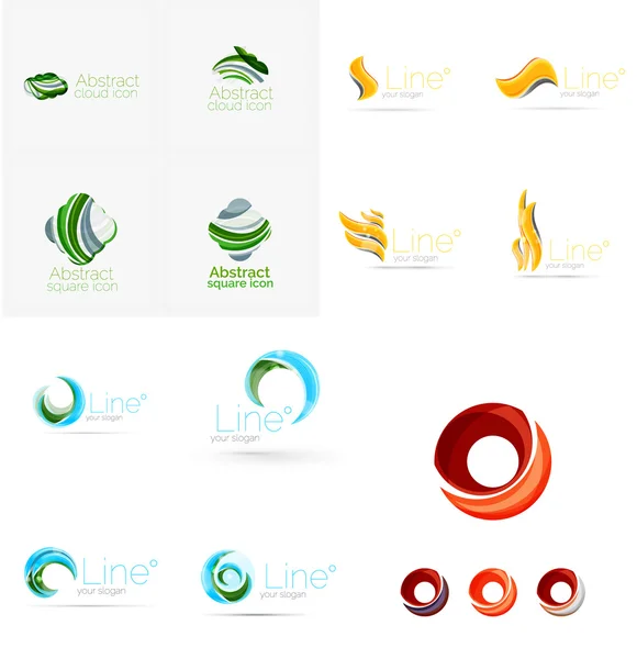 Set of swirl, wave lines, circle logo icons — Stock Vector