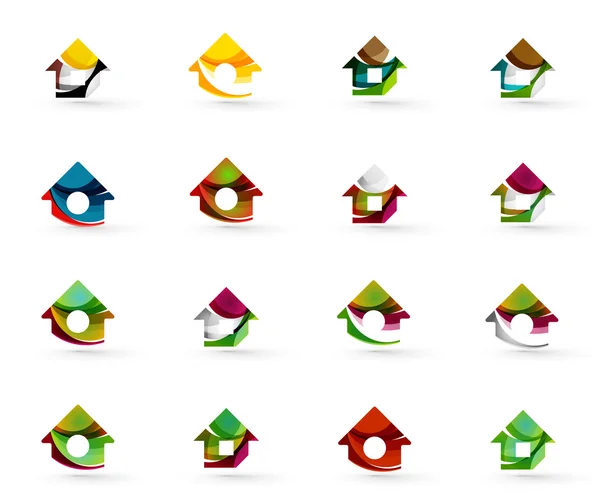 Ensemble de diverses icônes géométriques rectangles triangles carrés cercles ou tourbillons, créés avec des éléments ondulés fluides — Image vectorielle