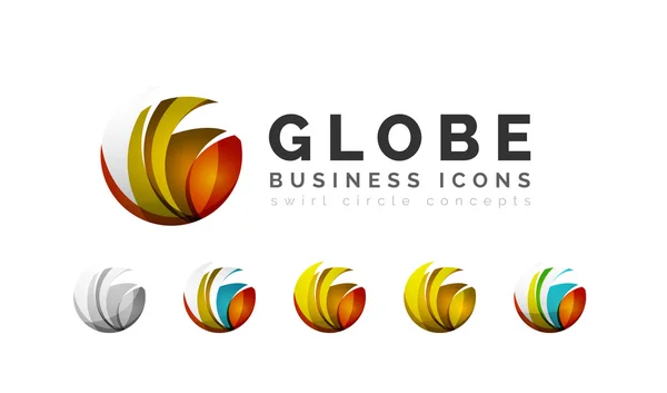 Set of globe sphere or circle logo business icons — Stock Vector