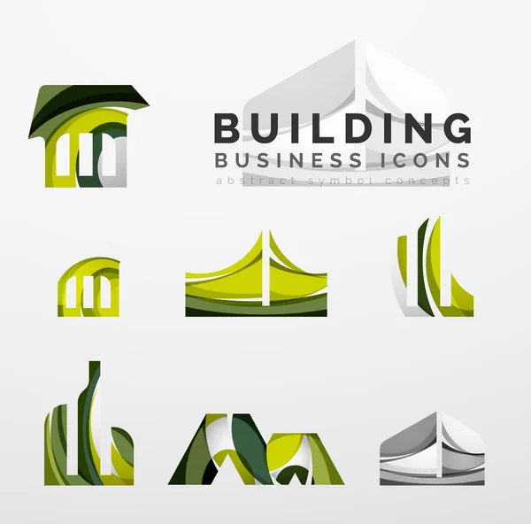 Conjunto de iconos de negocio de inmuebles o logotipo del edificio — Vector de stock