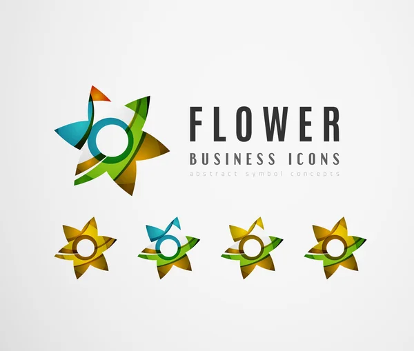 Conjunto de ícones de negócios logotipo flor abstrata — Vetor de Stock