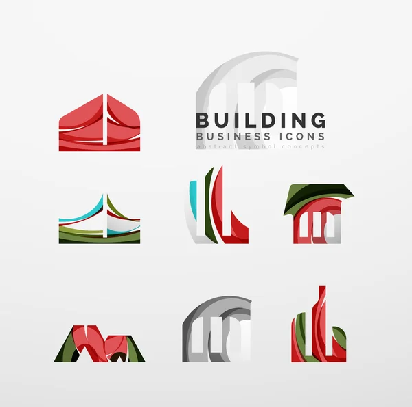 Conjunto de iconos de negocio de inmuebles o logotipo del edificio — Vector de stock