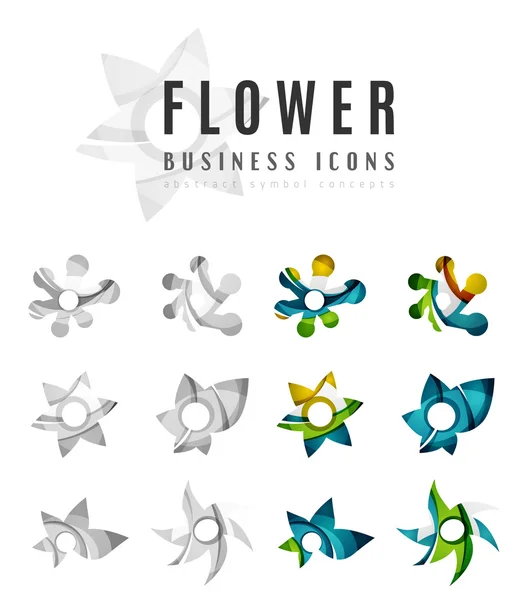 Conjunto de ícones de negócios logotipo flor abstrata — Vetor de Stock