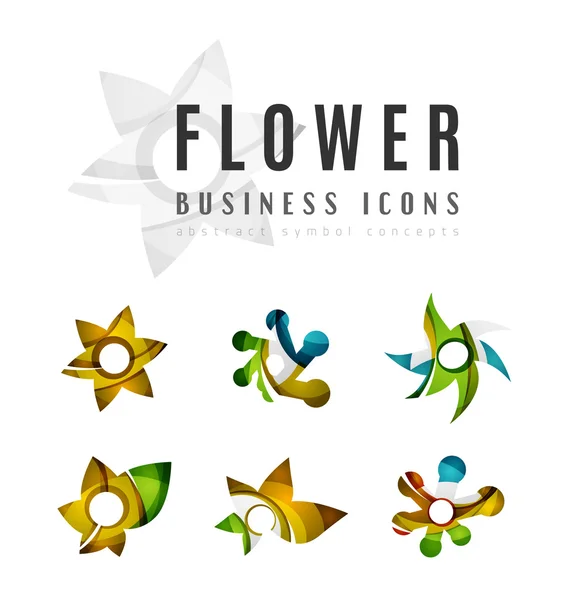 Conjunto de flores abstractas logotipo iconos de negocios — Archivo Imágenes Vectoriales