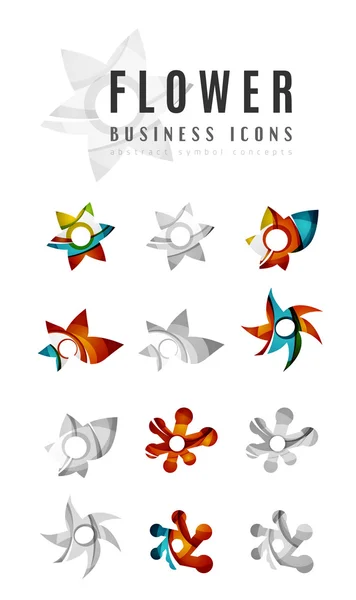 Conjunto de ícones de negócios logotipo flor abstrata — Vetor de Stock