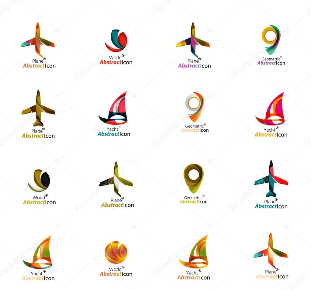 Set of abstract travel logo icons. Business, app or internet web symbols