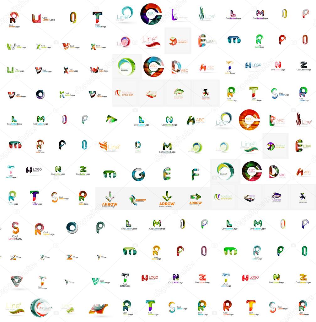 Mega set of geomeric company logos. Corporate business branding design elements