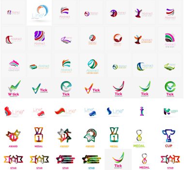 Büyük kurumsal şirketin logosu koleksiyonu. Evrensel simgesi için çeşitli fikirler seti