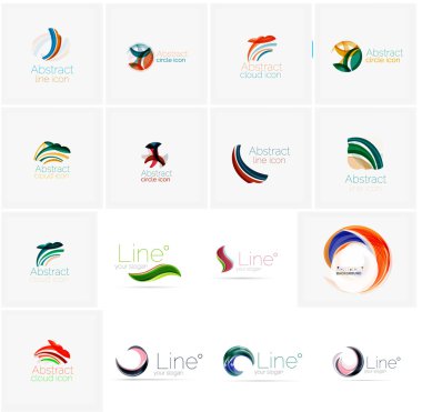 Soyut dalgalı öğeler kümesi. Daireler, swirls ve dalgalar ile boşaltmak mesajın için