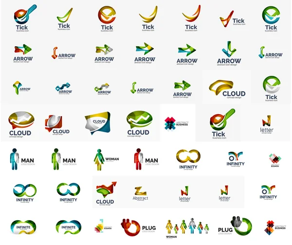 Large corporate company logo collection. Universal icon set for various ideas — Stock Vector