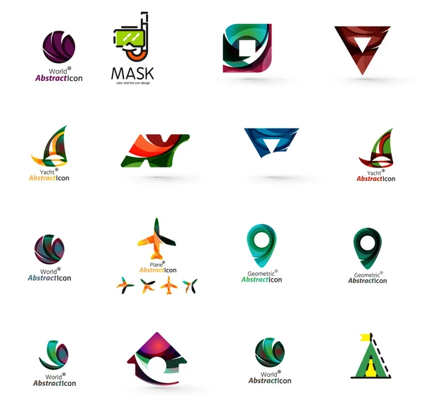 Σύνολο αφηρημένη ταξίδια εικονίδια λογότυπο. Επιχειρήσεων, app ή internet web σύμβολα — Διανυσματικό Αρχείο