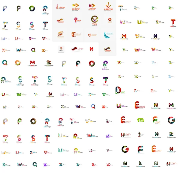Mega uppsättning brev logotyper — Stock vektor