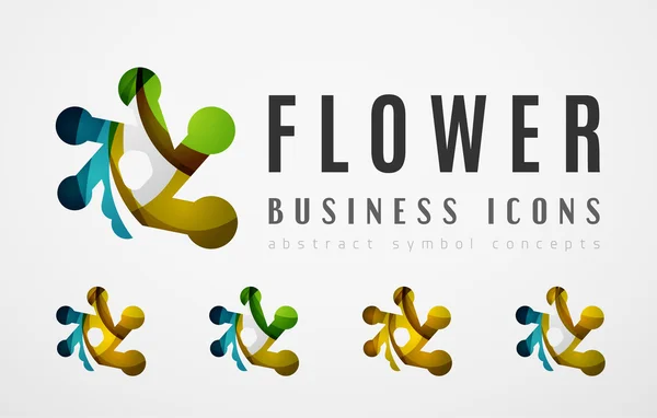 Conjunto de flores abstractas logotipo iconos de negocios — Archivo Imágenes Vectoriales