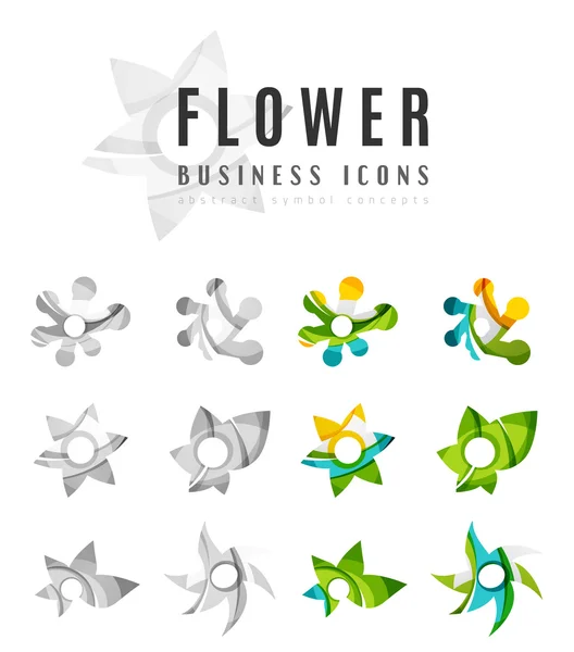 Conjunto de ícones de negócios logotipo flor abstrata — Vetor de Stock