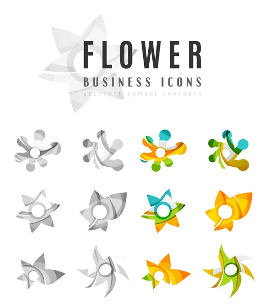 Conjunto de flores abstractas logotipo iconos de negocios — Vector de stock