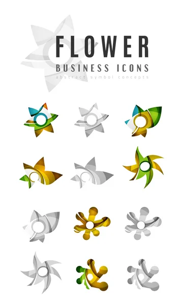 Conjunto de ícones de negócios logotipo flor abstrata — Vetor de Stock