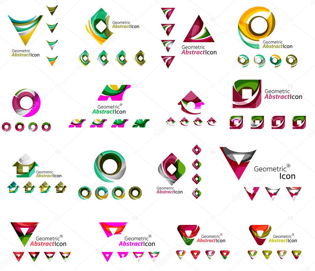 Satz Von Verschiedenen Geometrischen Symbolen Rechtecke Dreiecke