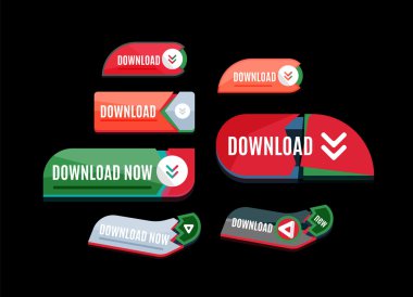 Renkli indir web düğme. Modern düz tasarım.