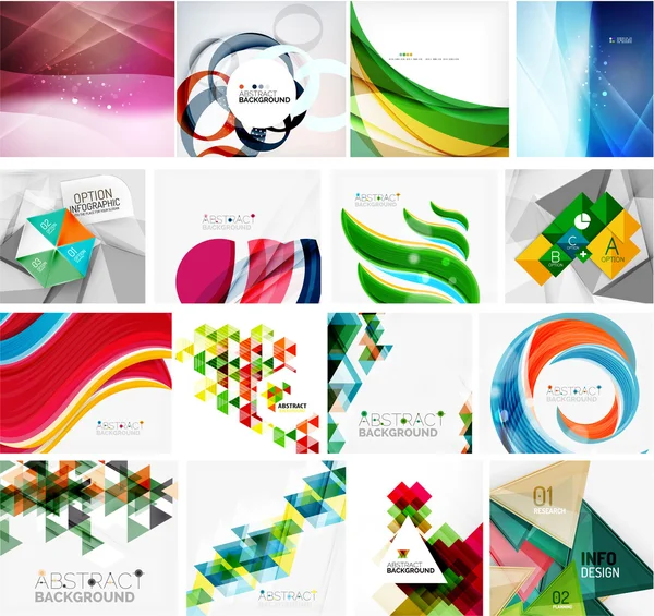 Various set of geometric abstract backgrounds — Stock Vector