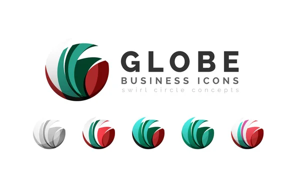 Instellen van globe bol of cirkel van de pictogrammen van de bedrijfs van het logo — Stockvector