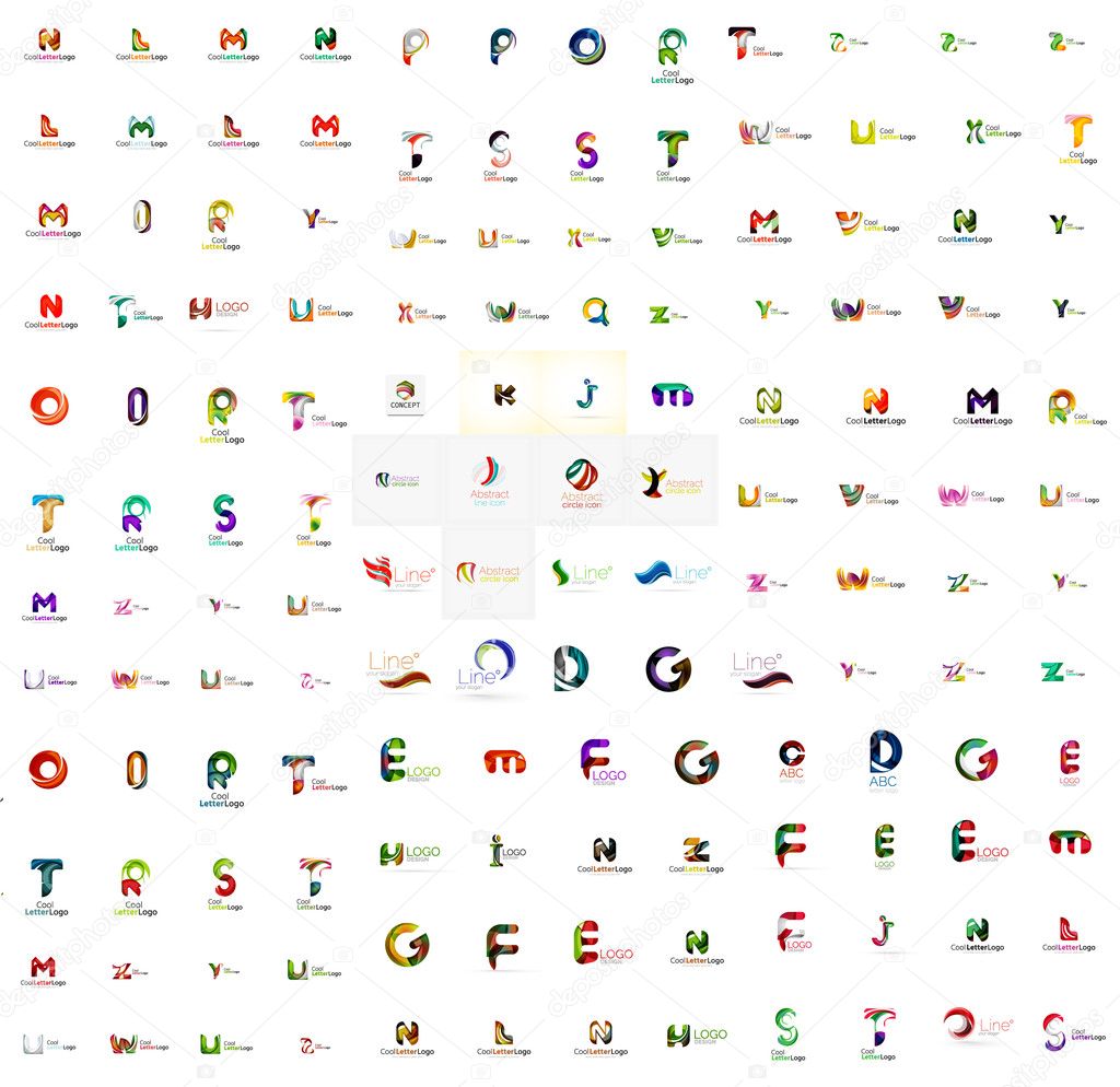 Mega set of geomeric company logos. Corporate business branding design elements