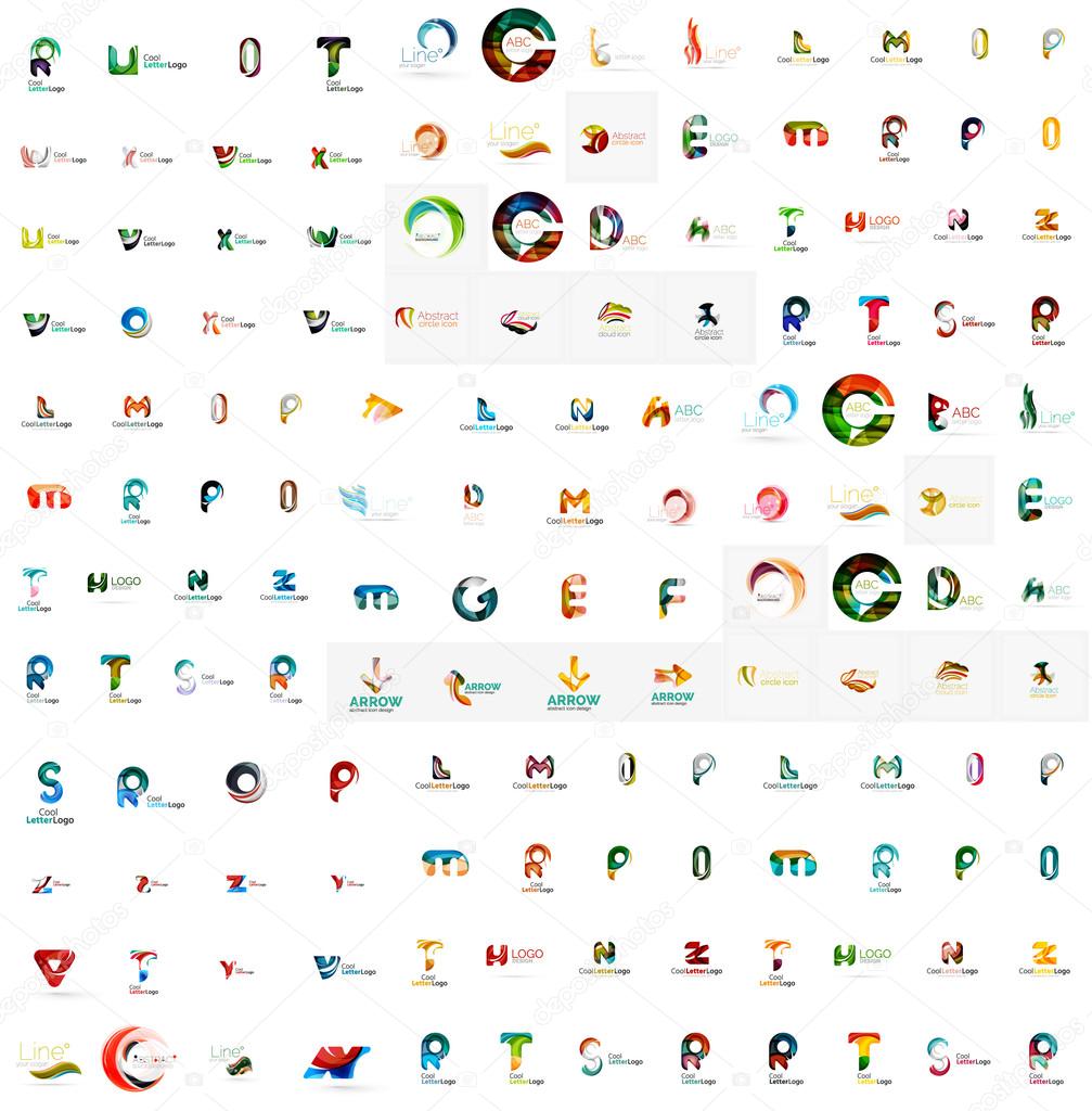 Mega set of geomeric company logos. Corporate business branding design elements