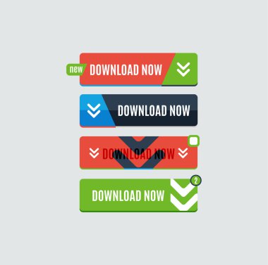 Renkli indir web düğme. Modern düz tasarım.
