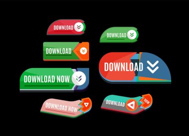 Renkli indir web düğme. Modern düz tasarım.