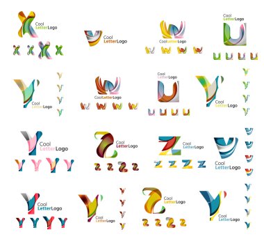 Renkli soyut mektup kurumsal logolar akan şekiller üst üste ile oluşturulan dizi. Herhangi bir fikir üzerinde beyaz izole için evrensel iş ikonları/simgeleri