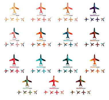Set of color airplane logo icons