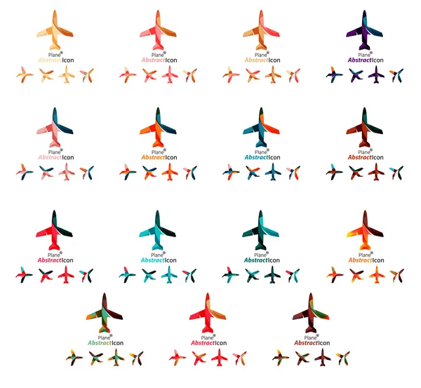 Набор цветных иконок логотипа самолета — стоковый вектор