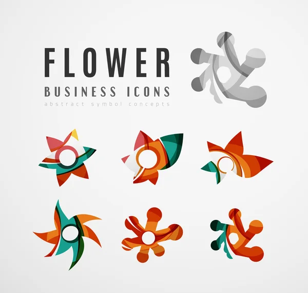 Conjunto de ícones de negócios logotipo flor abstrata — Vetor de Stock